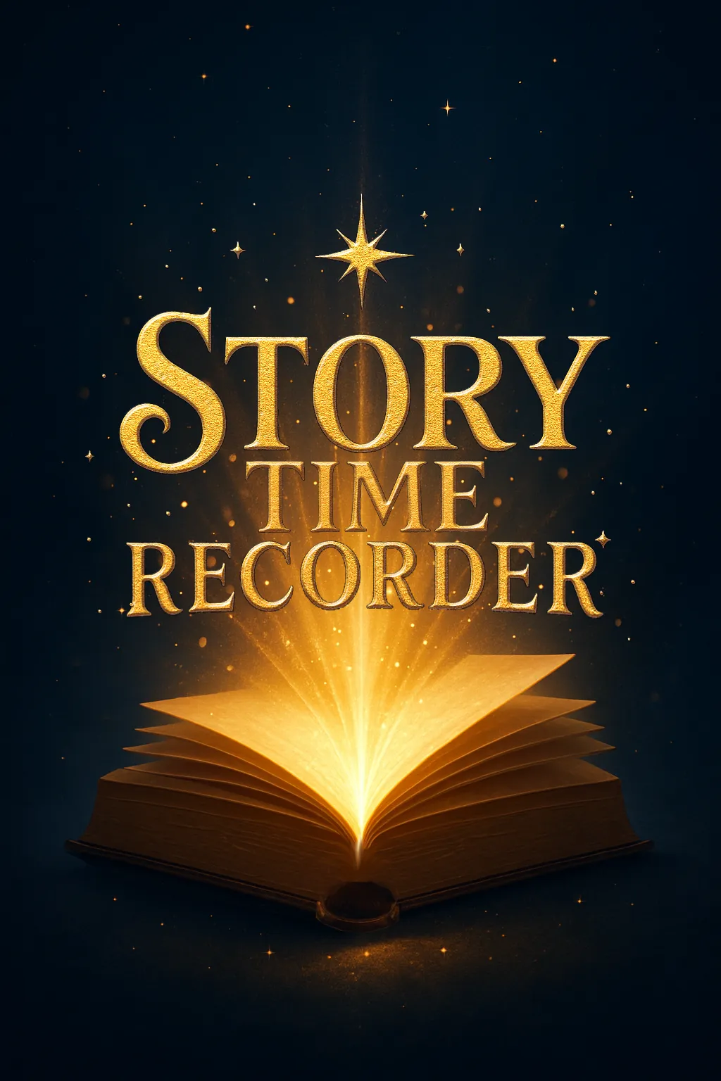Story Time Recorder — a glowing open book beneath golden lettering